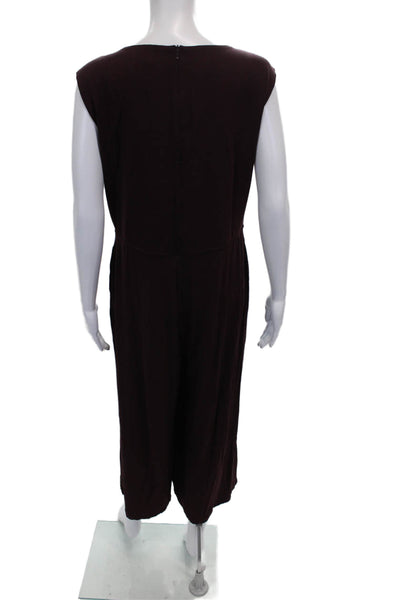 Eileen Fisher Women Purple Viscose Boat Neck Sleeveless Jumpsuit Zip Size PM