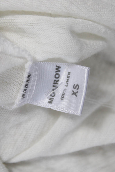 Monrow Women Basic Linen V-Neck Lace Up Tank White Size XS