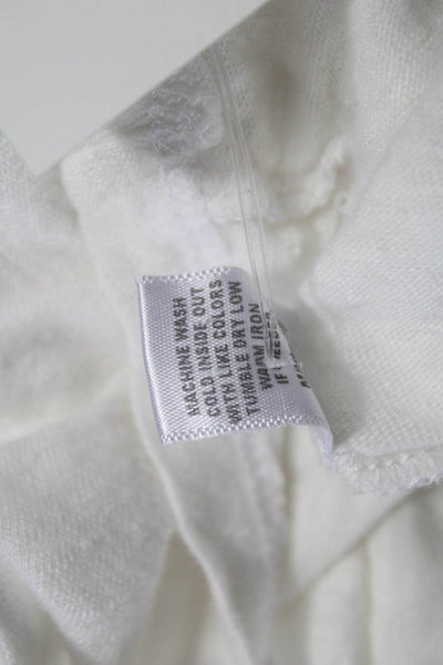Monrow Women Basic Linen V-Neck Lace Up Tank White Size XS