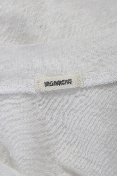 Monrow Women Basic Linen V-Neck Lace Up Tank White Size XS