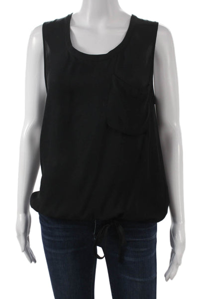 Theory Women Black Silk Basic Tank Scoop Neck Sleeveless Size 0P