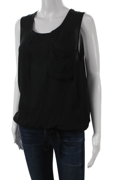 Theory Women Black Silk Basic Tank Scoop Neck Sleeveless Size 0P