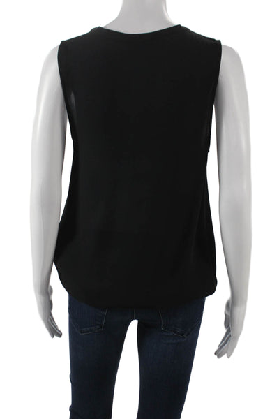Theory Women Black Silk Basic Tank Scoop Neck Sleeveless Size 0P