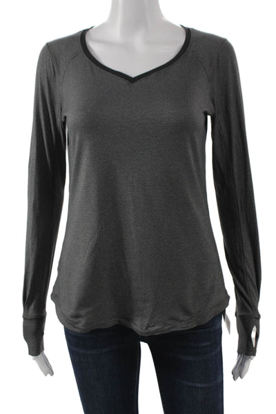 Lululemon Women Pullover V-Neck Long Sleeve Gray Nylon Top Size 6