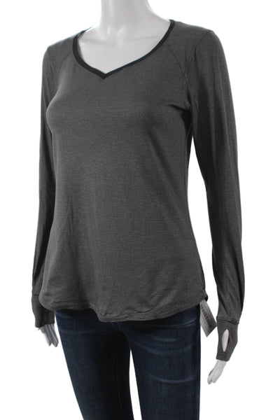 Lululemon Women Pullover V-Neck Long Sleeve Gray Nylon Top Size 6