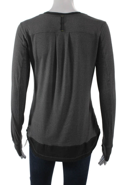 Lululemon Women Pullover V-Neck Long Sleeve Gray Nylon Top Size 6