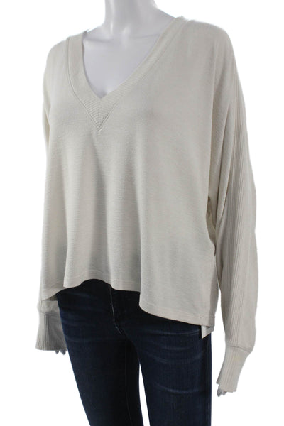 Rag & Bone Womens Ivory V Neck Rayon Pullover Sweater Long Sleeve Size S