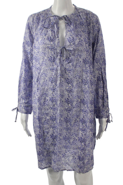 J Crew Women Tunic Floral V Neck Long Sleeve Cotton Pullover Short Size XS