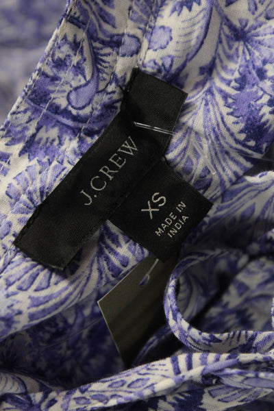 J Crew Women Tunic Floral V Neck Long Sleeve Cotton Pullover Short Size XS