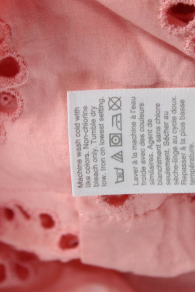 J Crew Womens Pink Mini Cotton V Neck Tie Waist Short Sleeve Dress Size XS