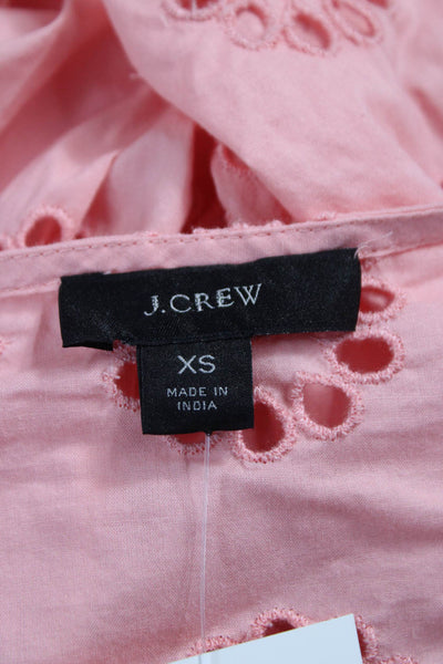 J Crew Womens Pink Mini Cotton V Neck Tie Waist Short Sleeve Dress Size XS
