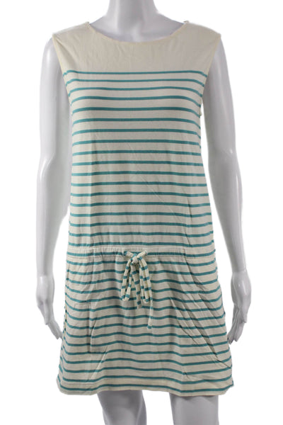 J Crew Womens Tank Dress Ivory Striped Nautical Cotton Spandex Size XS