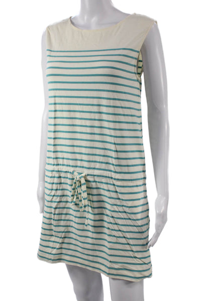 J Crew Womens Tank Dress Ivory Striped Nautical Cotton Spandex Size XS