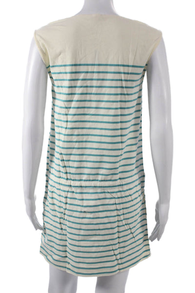 J Crew Womens Tank Dress Ivory Striped Nautical Cotton Spandex Size XS
