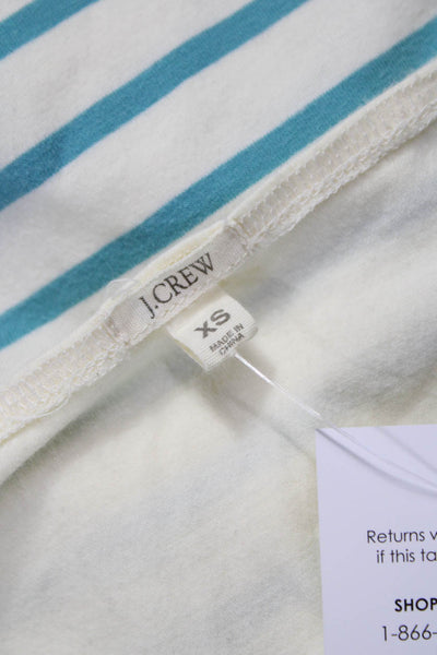 J Crew Womens Tank Dress Ivory Striped Nautical Cotton Spandex Size XS