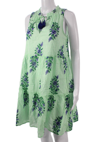 J Crew Womens Trapeze Swing Dress Floral Sleeveless Short V Neck Size XS