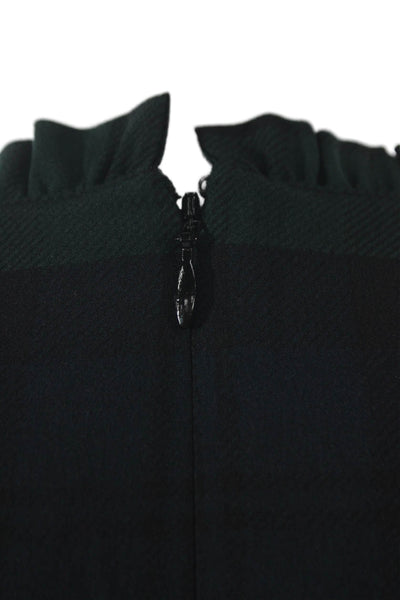 J Crew Womens Green Plaid Shift Dress Sleeveless Round Neck Zip Size 6P