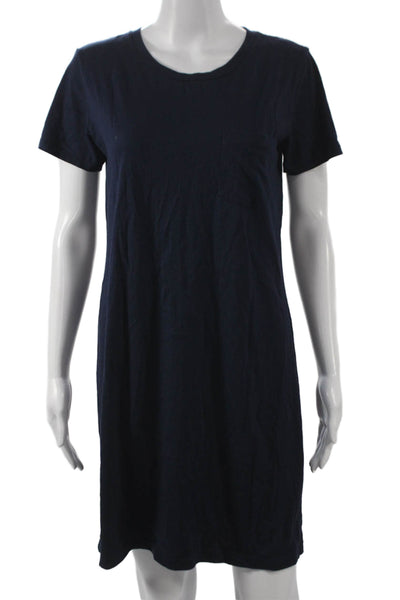J Crew Womens T-Shirt Dress Blue Cotton Crew Neck Short Sleeve Size XS