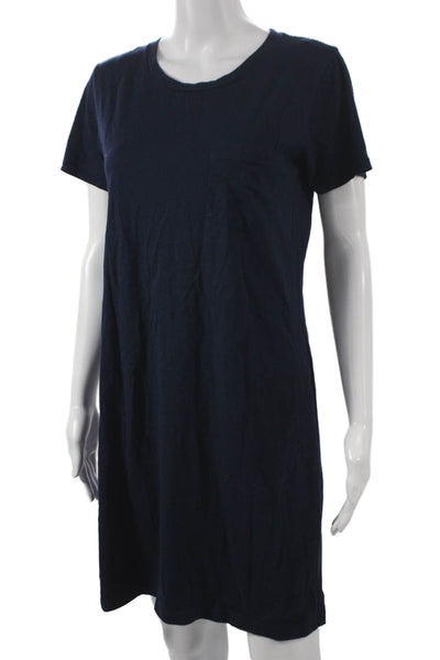 J Crew Womens T-Shirt Dress Blue Cotton Crew Neck Short Sleeve Size XS