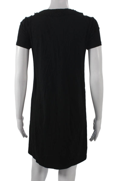 J Crew Women Shift Dress Black Scoop Neck Short Sleeve Cotton Blend Size XS