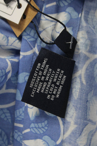 Madison Mathews Women Blue Floral Tunic Buttonup Long Sleeve Size One Size
