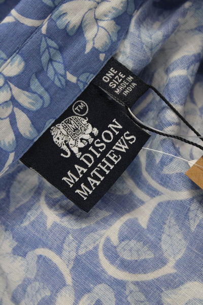 Madison Mathews Women Blue Floral Tunic Buttonup Long Sleeve Size One Size