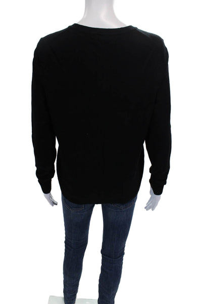 St. John Women Cardigan Black Polyester Long Sleeve Round Neck Size M