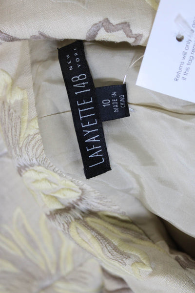 Lafayette 148 New York Women Beige Linen Floral Blazer Size 10