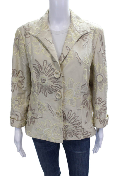 Lafayette 148 New York Women Basic Silk Floral Button Jacket Size 12
