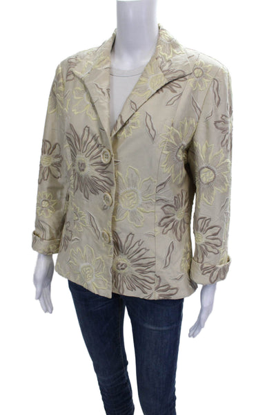Lafayette 148 New York Women Basic Silk Floral Button Jacket Size 12