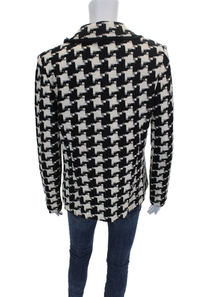 St. John Collection Women Basic Black Check Wool Blend Button Jacket Size 8