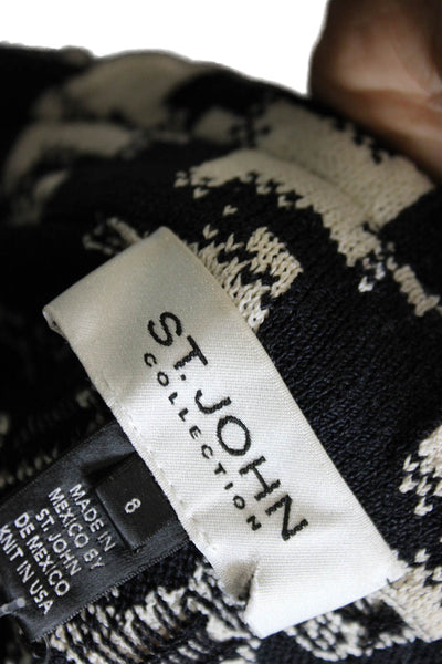 St. John Collection Women Basic Black Check Wool Blend Button Jacket Size 8