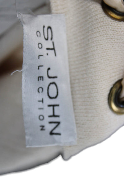St. John Collection Womens Basic Jacket Ivory Knit Lace Up Long Sleeve Size M