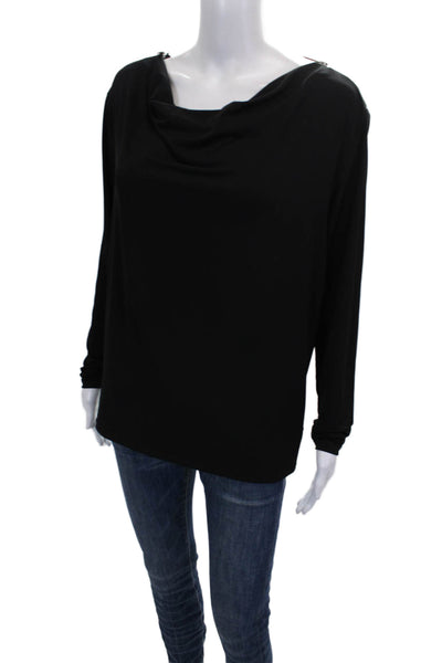 Michael Michael Kors Women Basic Cowl Neck Long Sleeve Blouse Black Size M