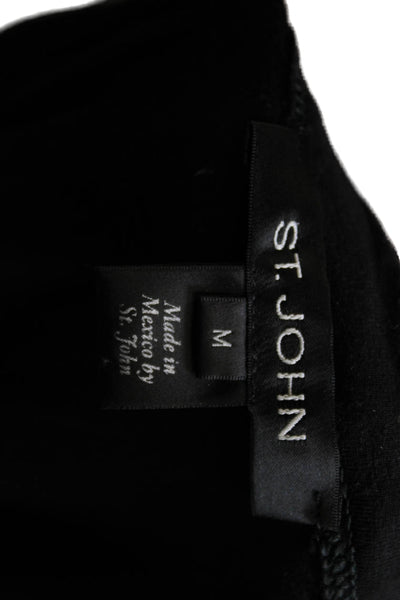 St. John Womens T-Shirt Black Scoop Neck 3/4 Sleeve Viscose Spandex Size M