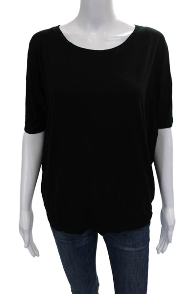 Vince Women Black Scoop Neck Short Sleeve Basic T-Shirt Rayon Size M