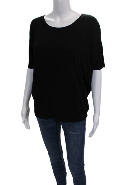 Vince Women Black Scoop Neck Short Sleeve Basic T-Shirt Rayon Size M