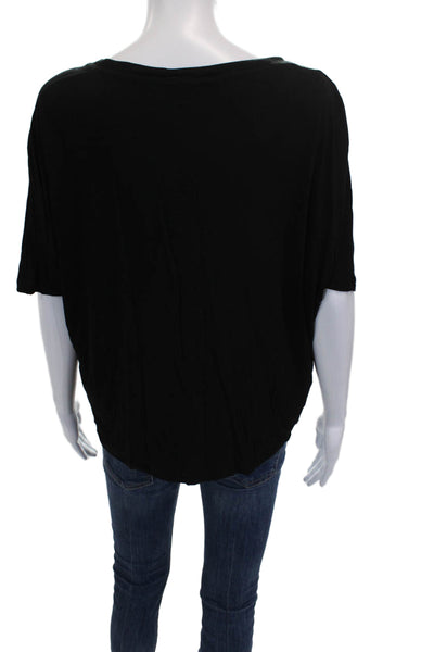 Vince Women Black Scoop Neck Short Sleeve Basic T-Shirt Rayon Size M