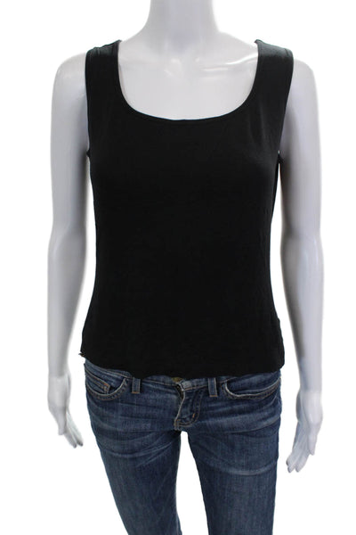 St. John Womens Basic Viscose Scoop Neck Sleeveless Tank Black Size M