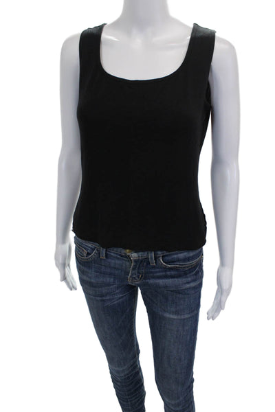 St. John Womens Basic Viscose Scoop Neck Sleeveless Tank Black Size M