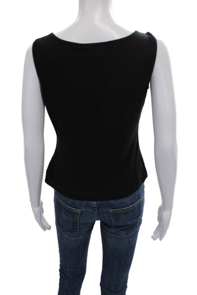 St. John Womens Basic Viscose Scoop Neck Sleeveless Tank Black Size M