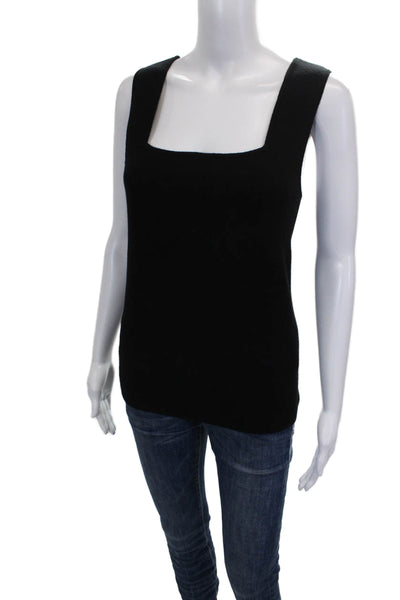 Dana Buchman Women Black Merino Wool Square Neck Sleeveless Tank Size L