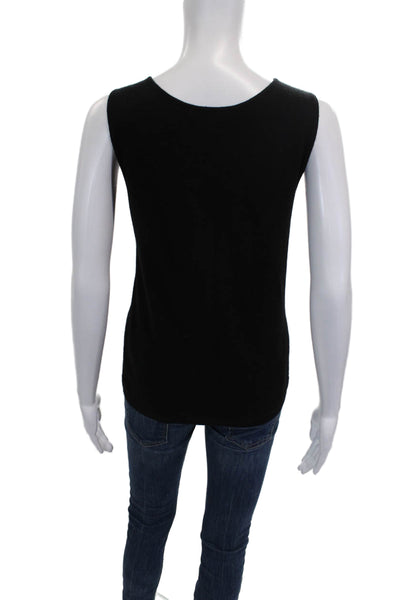 Dana Buchman Women Black Merino Wool Square Neck Sleeveless Tank Size L