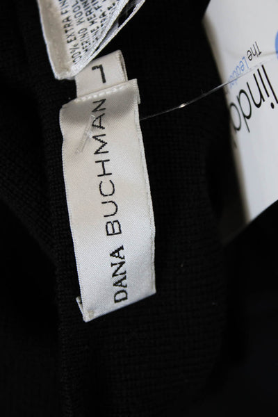 Dana Buchman Women Black Merino Wool Square Neck Sleeveless Tank Size L
