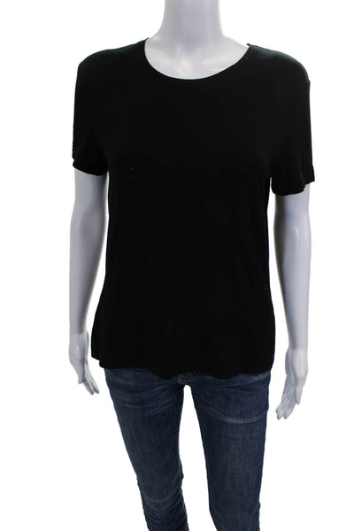 St. John Sport By Marie Gray Womens Basic Black Short Sleeve T-Shirt Size M