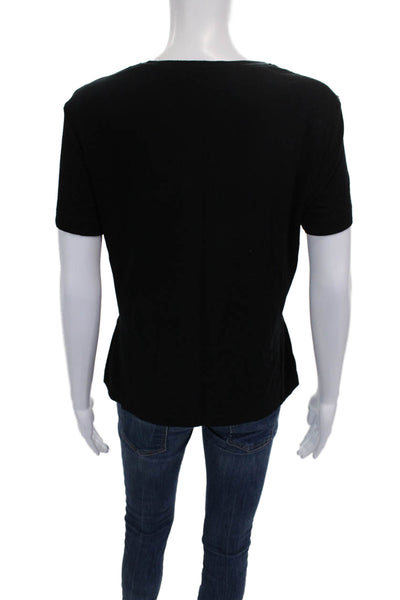 St. John Sport By Marie Gray Womens Basic Black Short Sleeve T-Shirt Size M