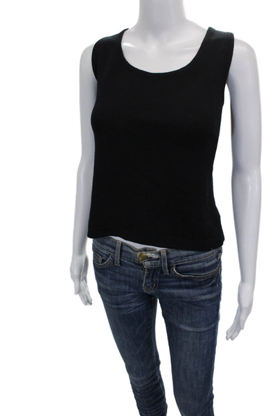St. John Basics Womens Black Viscose Scoop Neck Sleeveless Basic Tank Size M