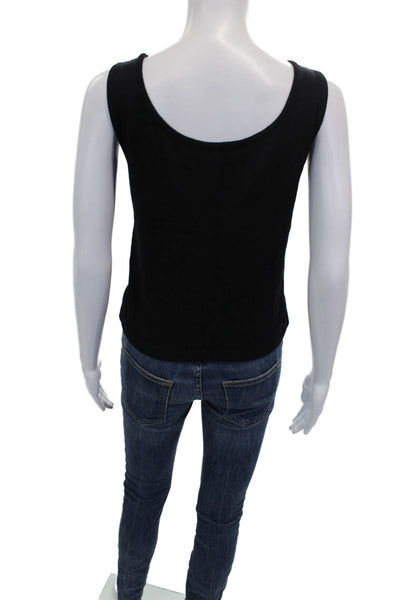St. John Basics Womens Black Viscose Scoop Neck Sleeveless Basic Tank Size M