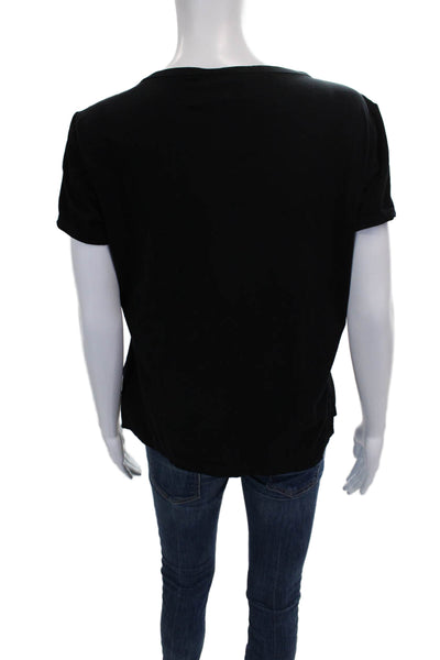 St. John Sport Women Black Basic Scoop Neck Short Sleeve T-Shirt Size M