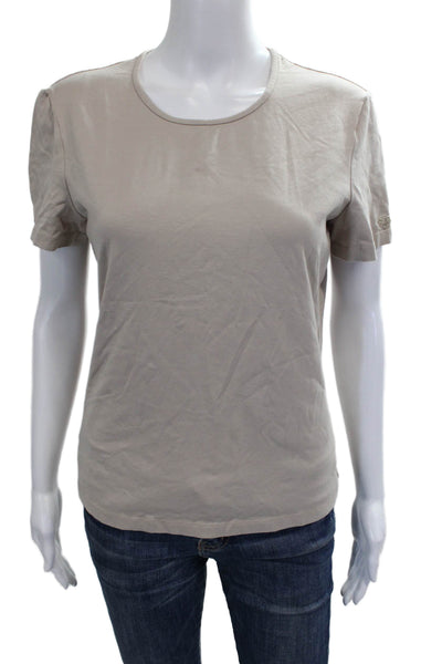 St. John Sport By Marie Gray Women Beige T-Shirt Short Sleeve Size M